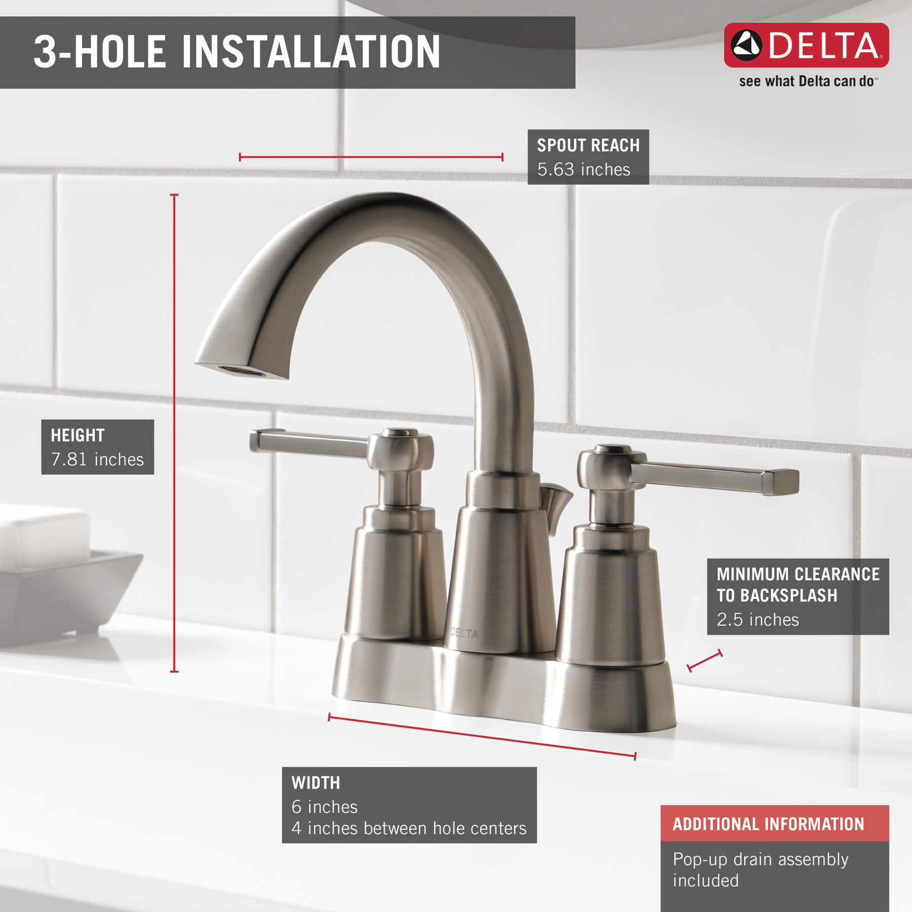 Llave para baño de combinación con dos manijas, imagen 2