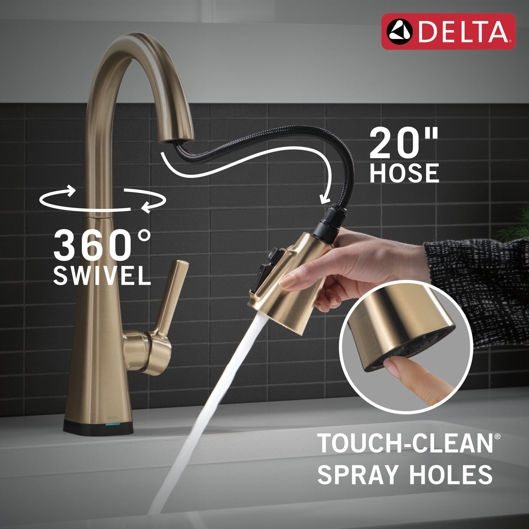 Single-Handle Pull-Down Kitchen Faucet with Touch<sub>2</sub>O® Technology, image 9
