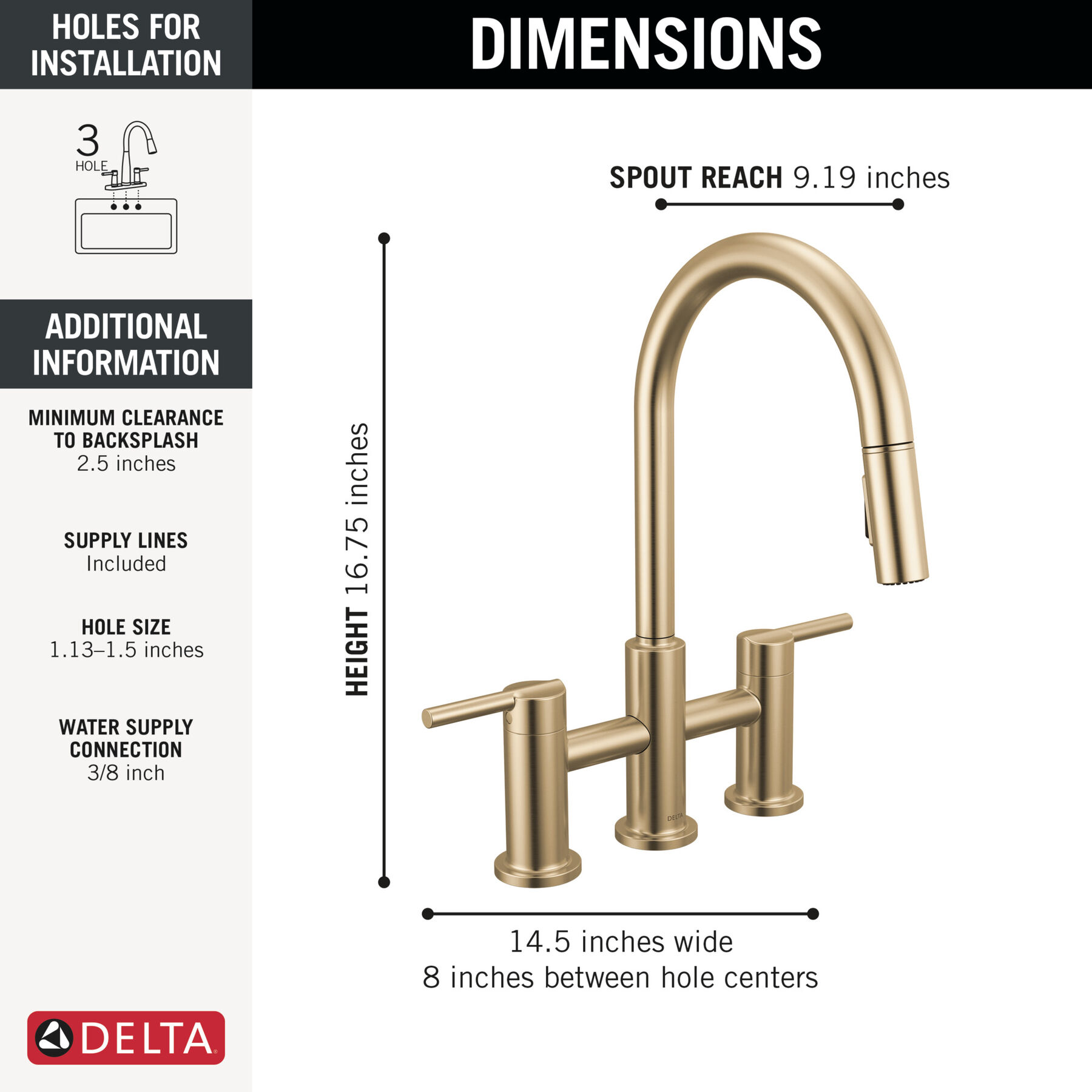 Llave para cocina tipo puente extensible con dos manijas, imagen 1