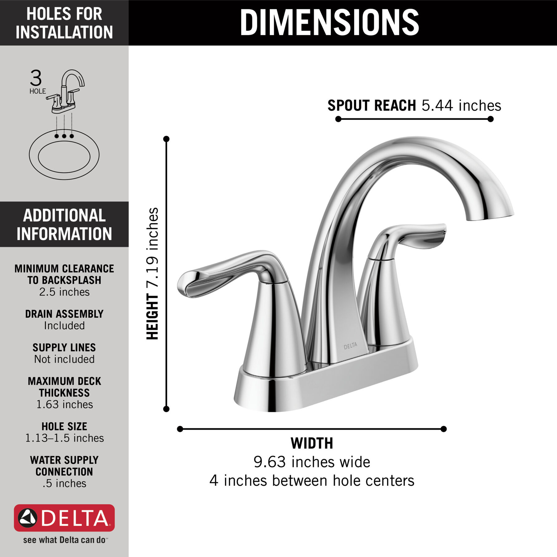 Llave para baño de combinación con dos manijas, imagen 1