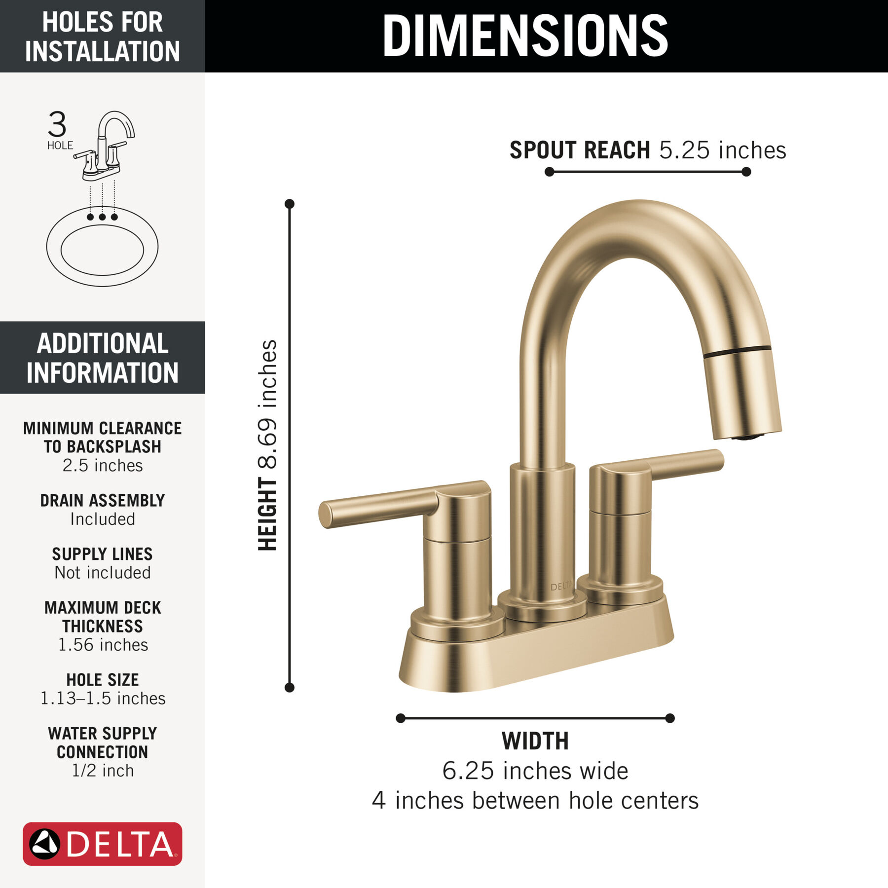 Llave para baño extensible de combinación de dos manijas, imagen 1