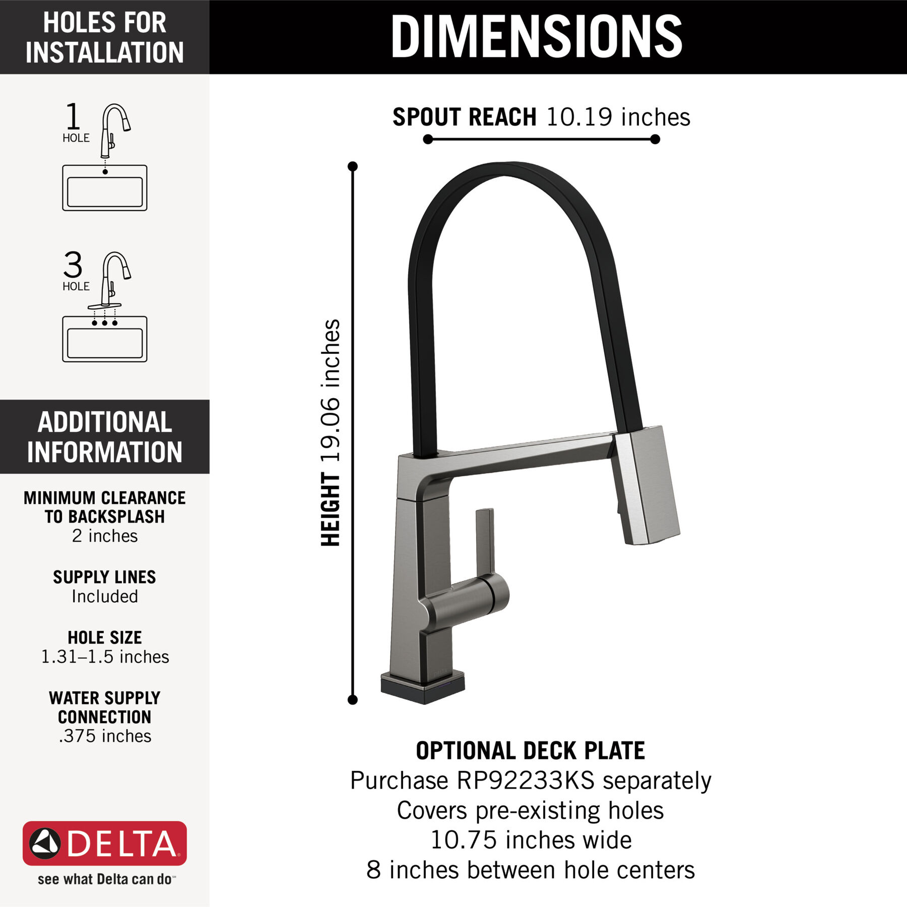 Llave para cocina monomando con manguera expuesta y tecnología Touch<sub>2</sub>O, imagen 3