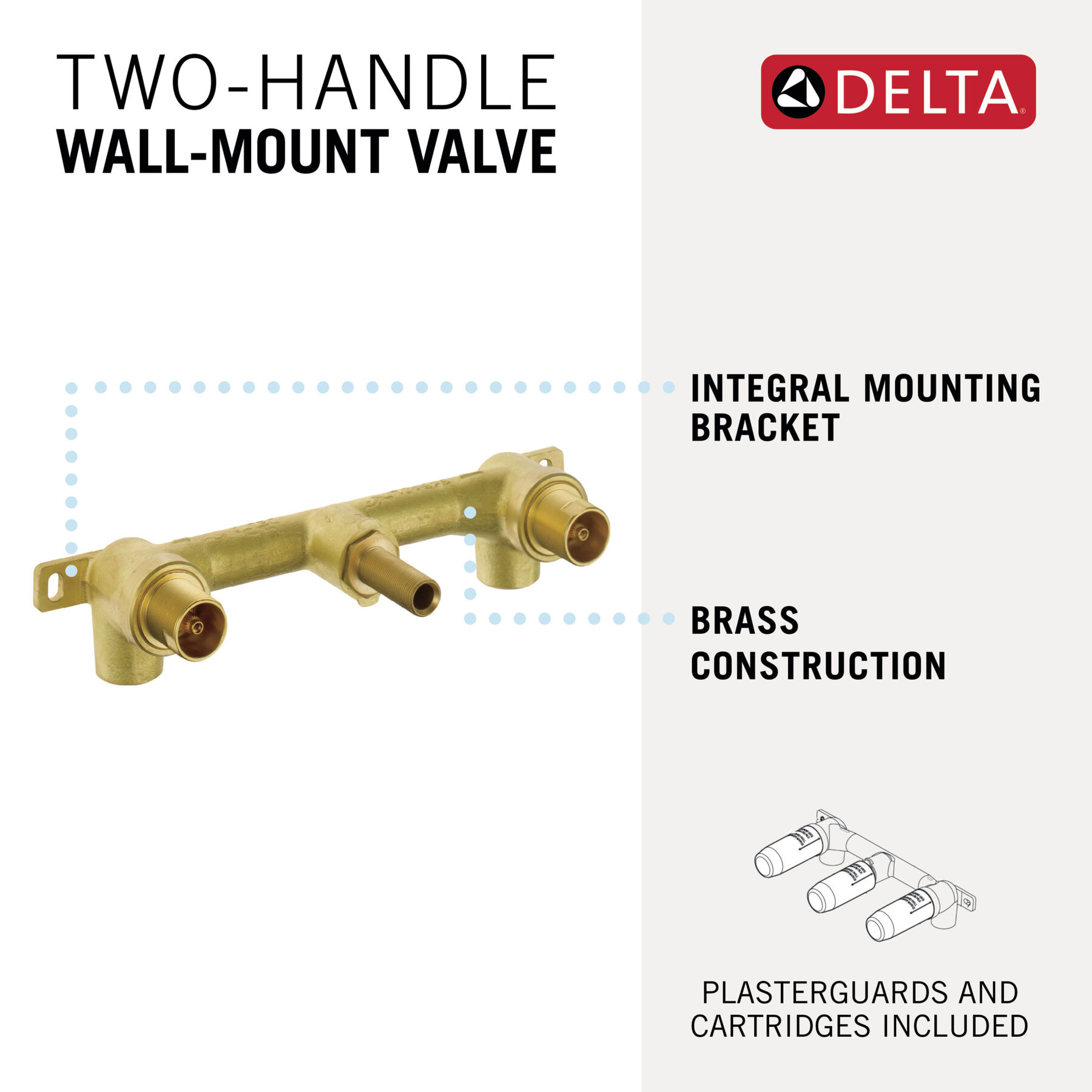 Conjunto interior para llave de dos manijas de montaje en pared, imagen 2