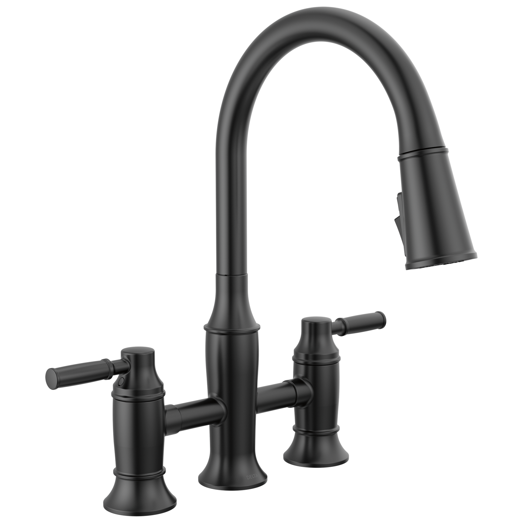 Llave para cocina tipo puente extensible con dos manijas